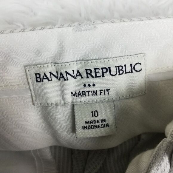 Banana Republic Womens Pants Martin Fit Straight Leg Gray Pinstripe Mid Rise 10 - Picture 10 of 14